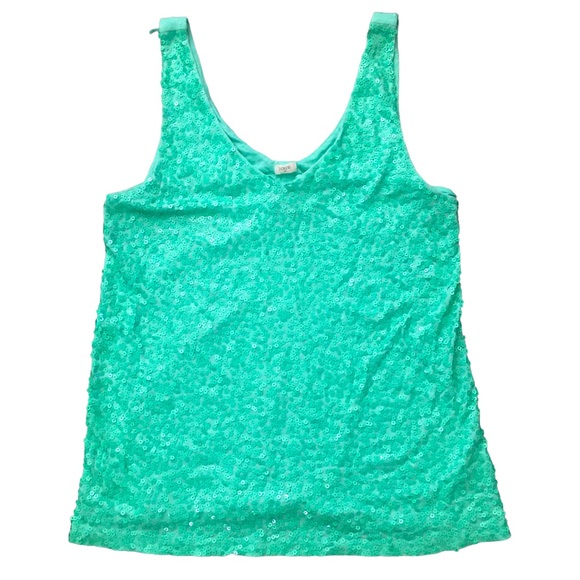 J. Crew Tops - J. Crew Sequined Tank-Top Mint Green Size Medium